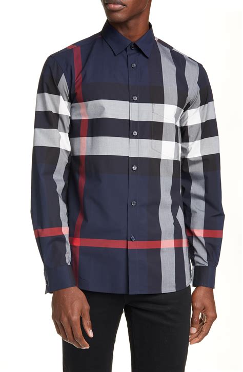 burberry plaid shirt mens|Burberry men's long sleeve shirt.